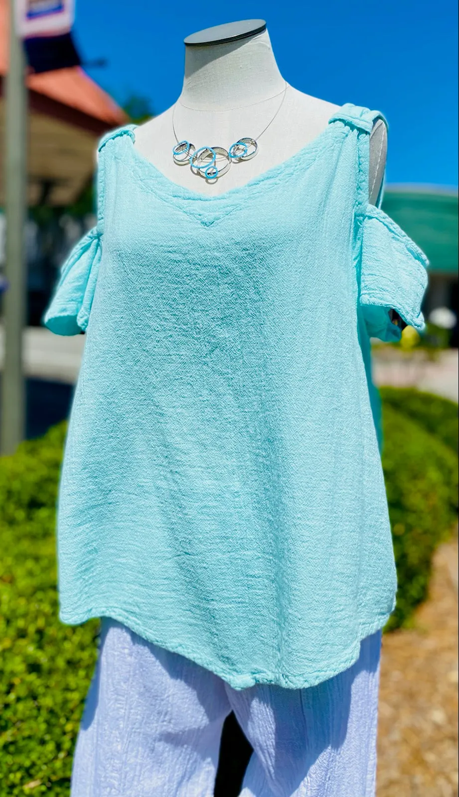 Mylie Cold Shoulder Top 100% Cotton Gauze,Women Wear