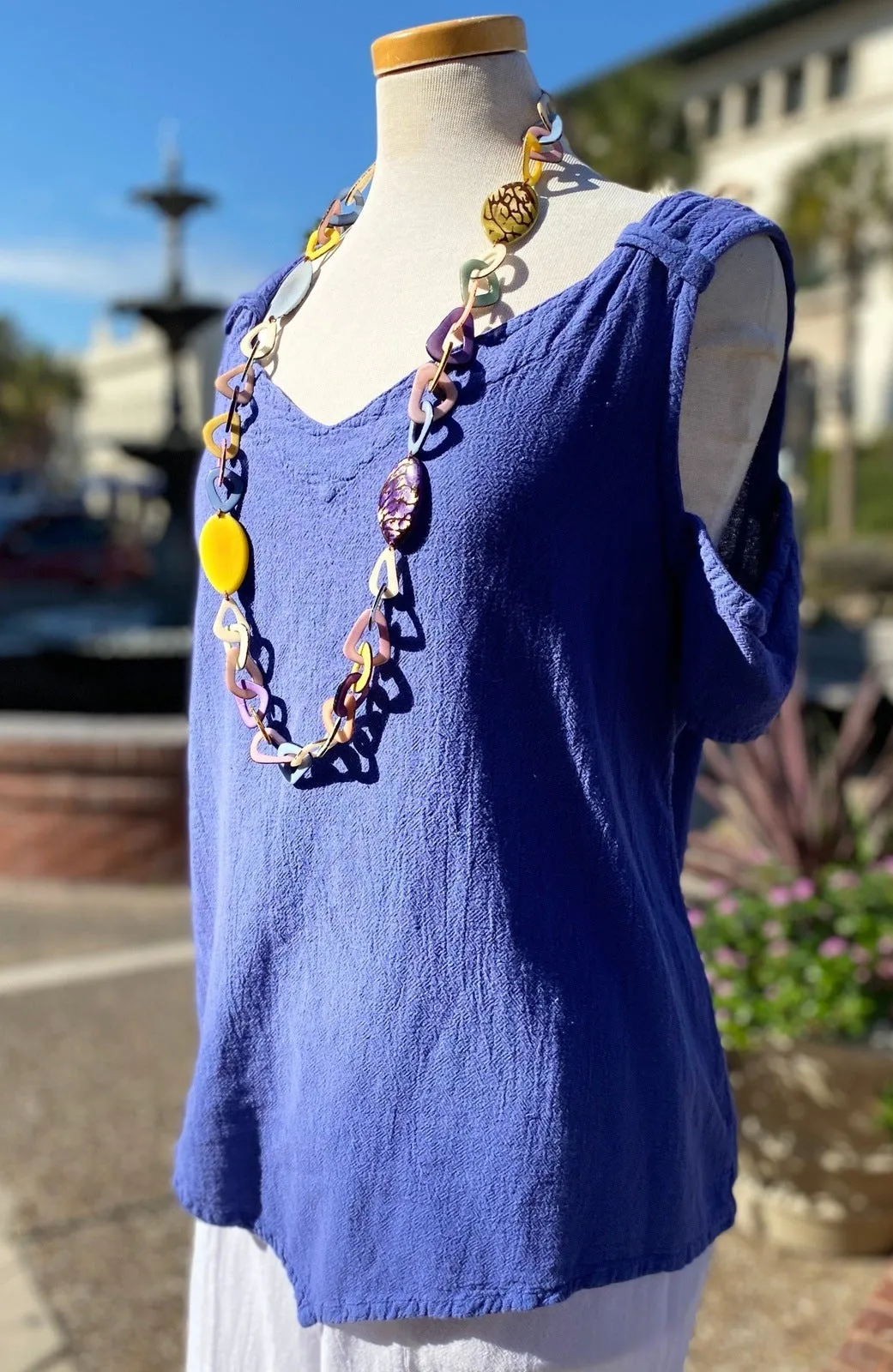 Mylie Cold Shoulder Top 100% Cotton Gauze,Women Wear