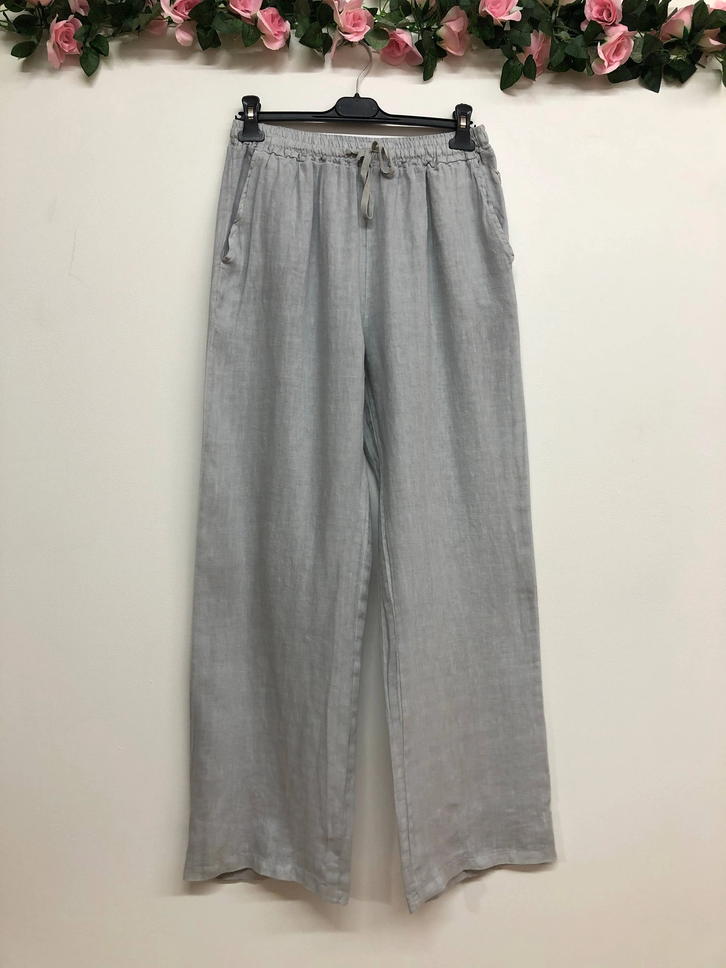 One Size Linen Pant with Pockets 23103,Women Wear