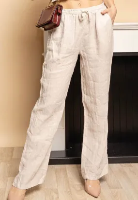 One Size Linen Pant with Pockets 23103,Women Wear