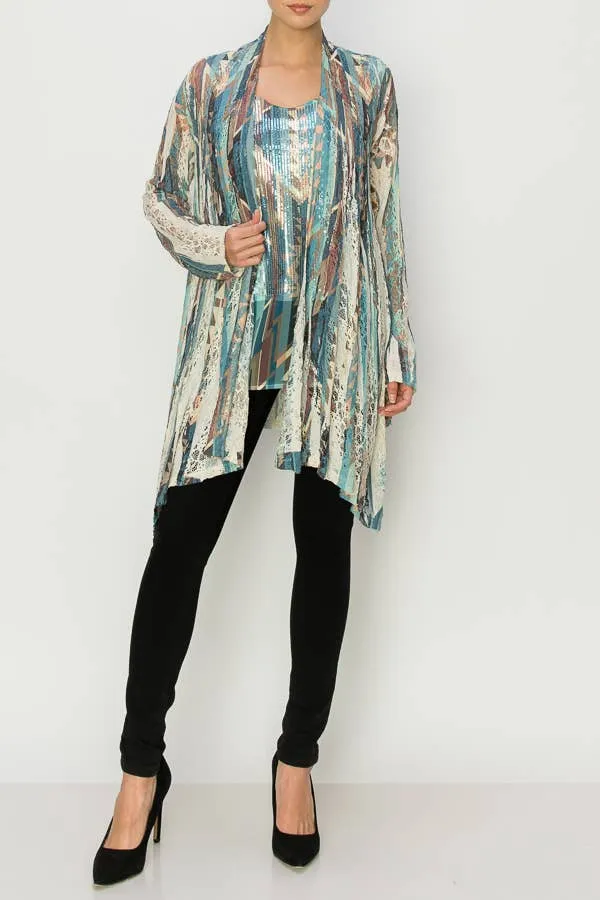 Origami Lace Cardigan in GEO BG-TQ 407-493,Women Wear
