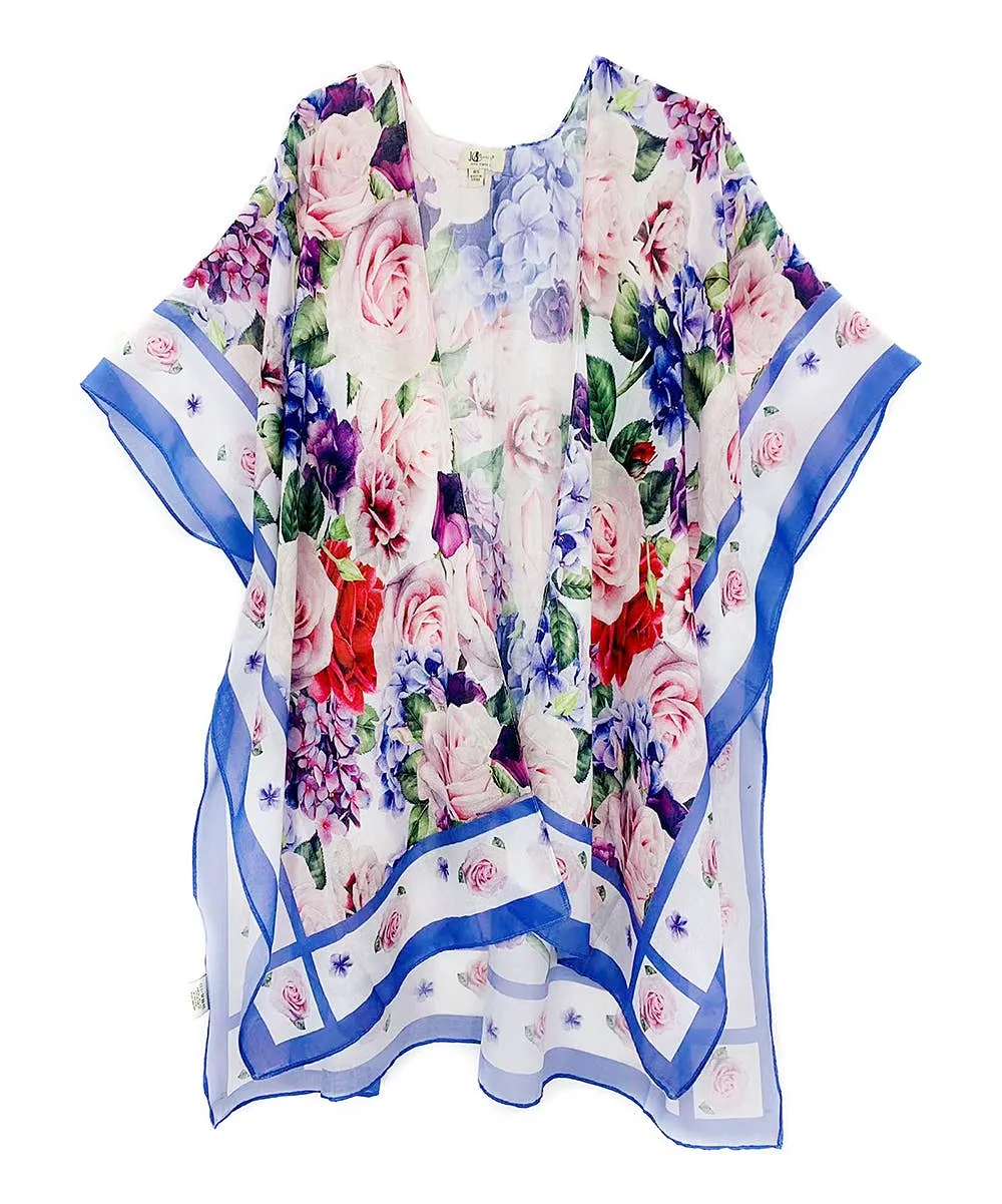 Purple & Pink Hydrangea & Rose Kimono,Women Wear