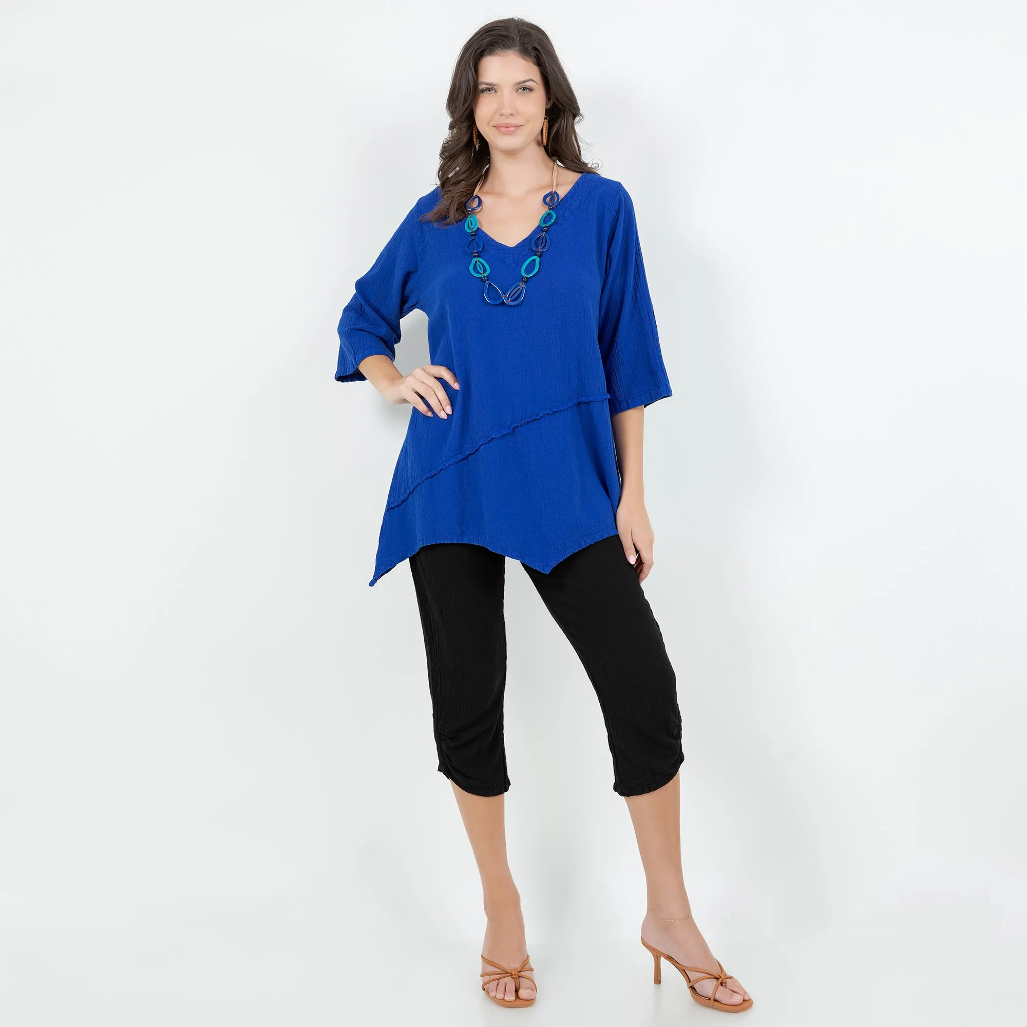 Rachel Top -100% Cotton Gauze Resort Wear Top with Flowing Fit,Women Wear