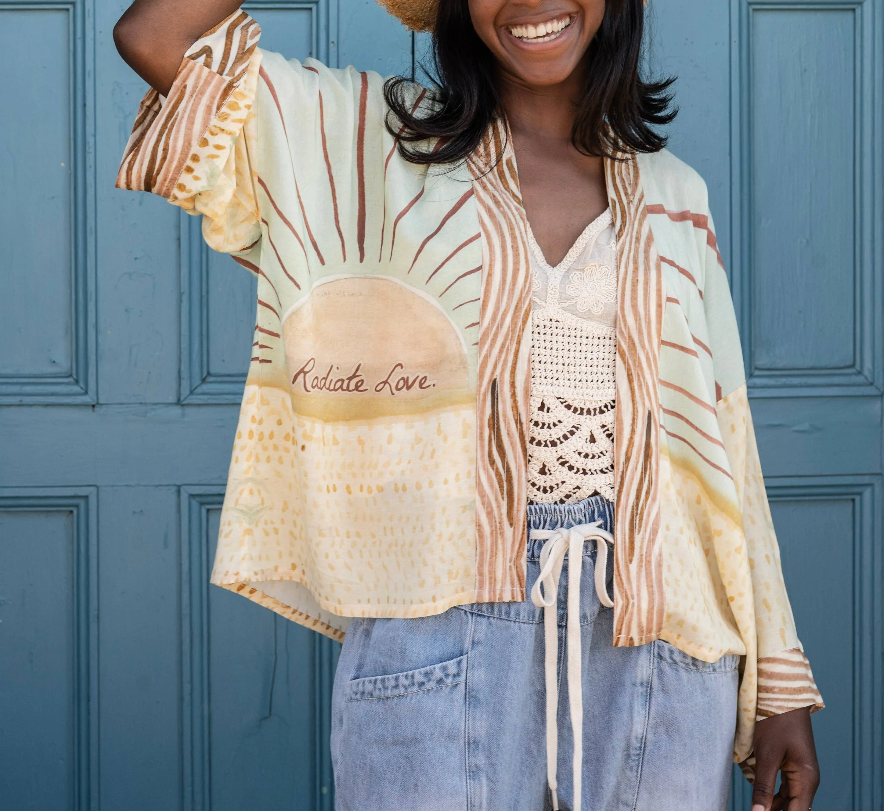 Radiate Love Cropped Bamboo Kimono Cardigan,Women Wear