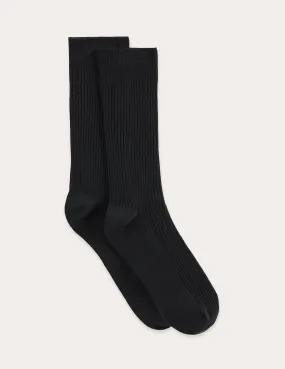 Ribbed Crew Socks - Black,Men Socks