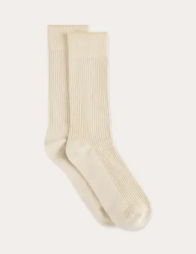 Ribbed Crew Socks - Oatmeal,Men Socks
