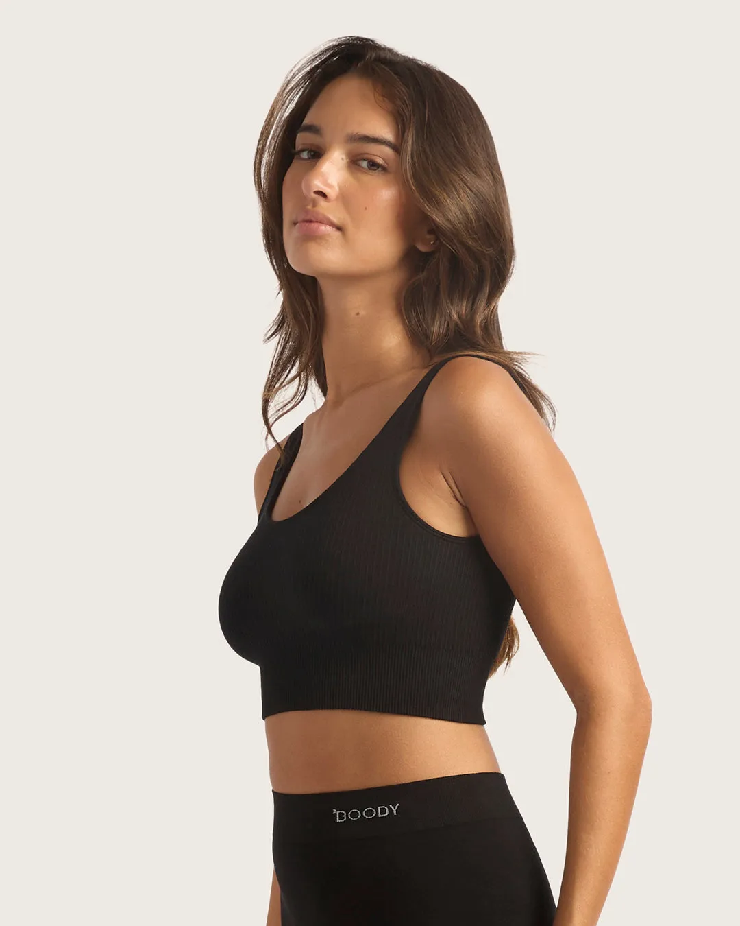 Ribbed Seamfree Crop - Black,Women Wear