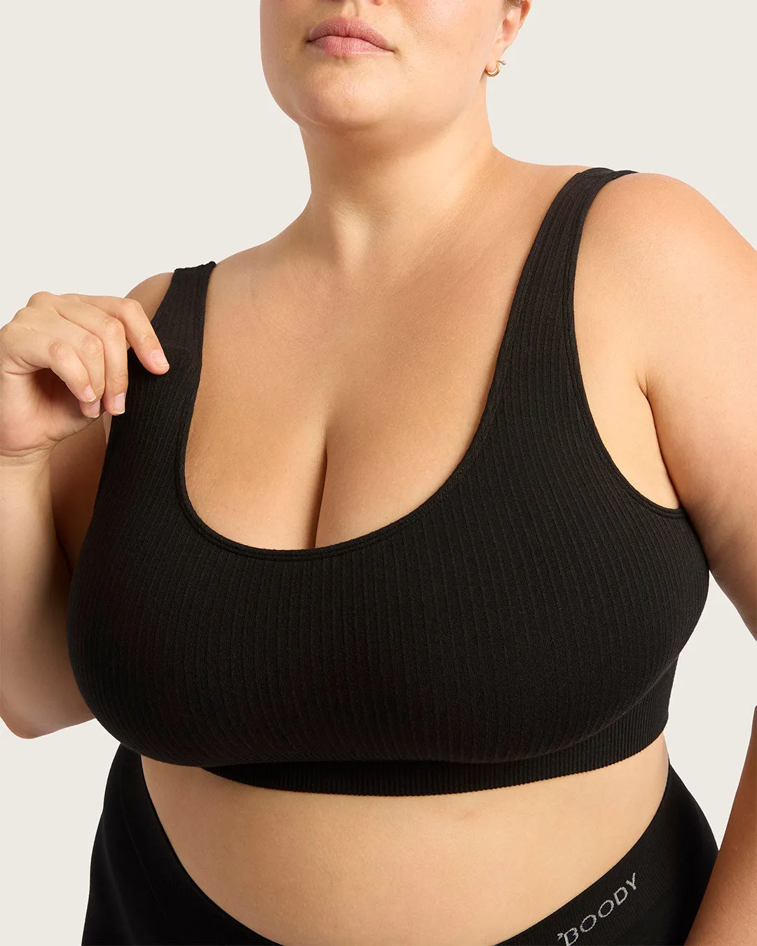 Ribbed Seamfree Crop - Black,Women Wear
