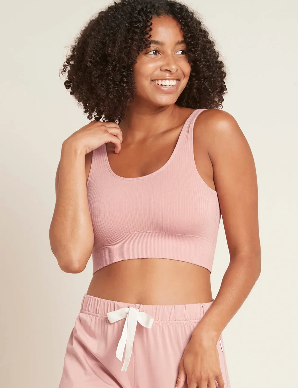 Ribbed Seamfree Crop - Dusty Pink,Women Wear