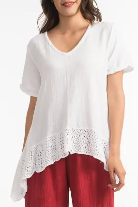 Sandra Top Sidefall Lace and Cotton Gauze,Women Wear