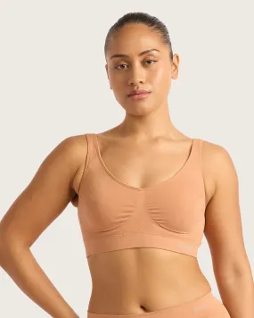 Seamfree Padded Crop Bra - Dune,Women Wear