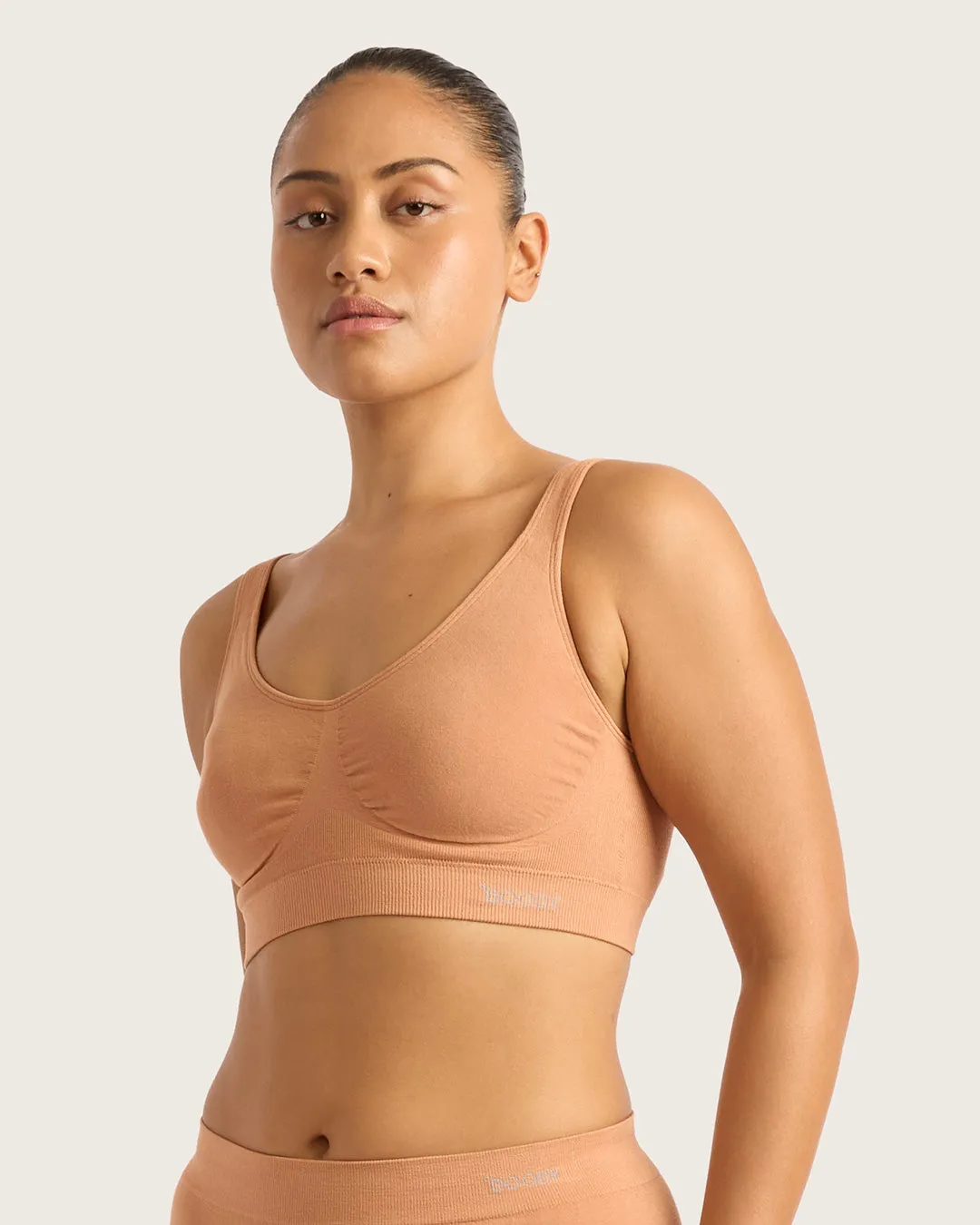 Seamfree Padded Crop Bra - Dune,Women Wear