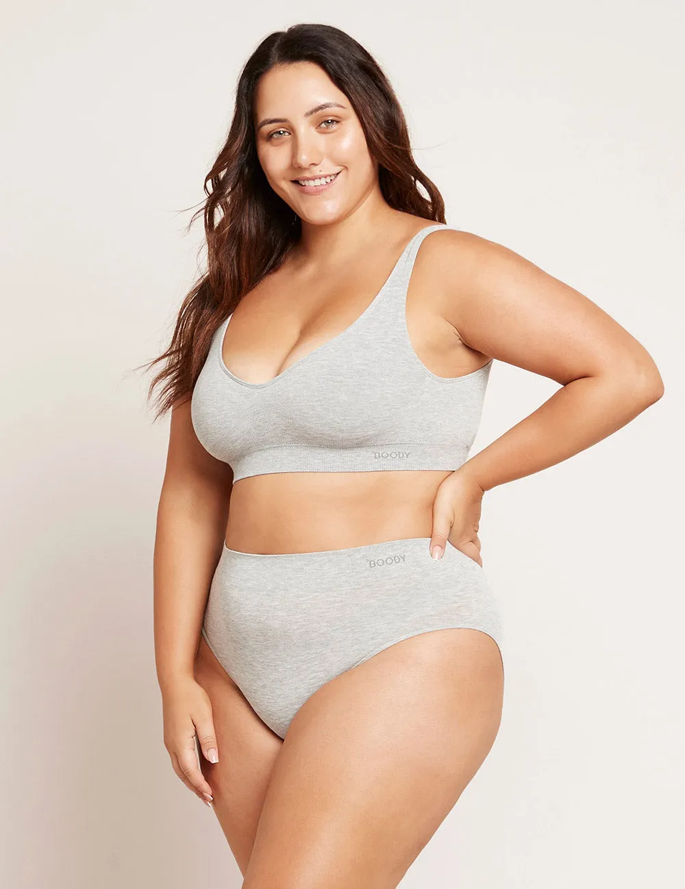 Seamfree Padded Crop Bra - Light Grey Marl,Women Wear