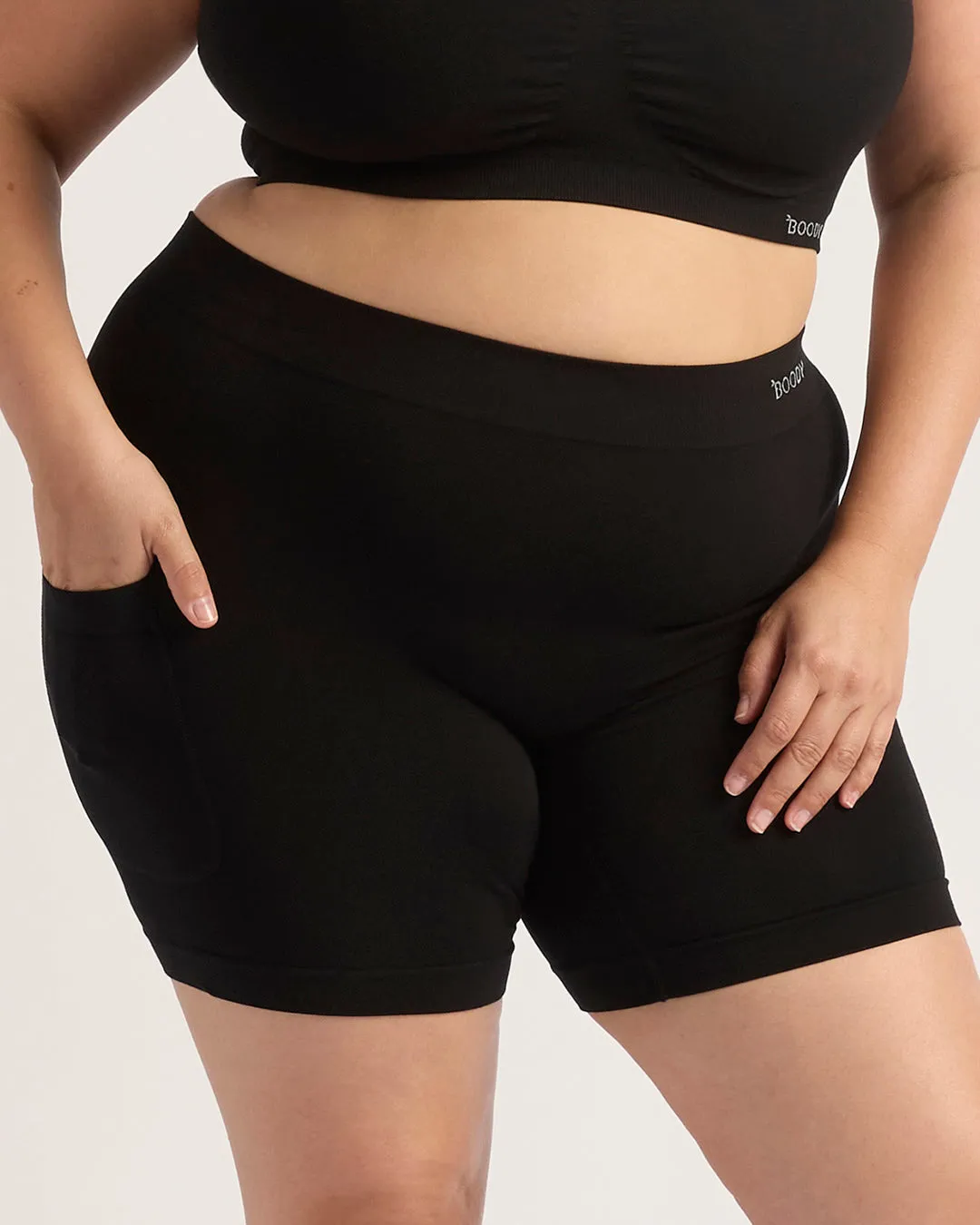 Seamfree Undershorts with Pocket 6" - Black,Women Wear