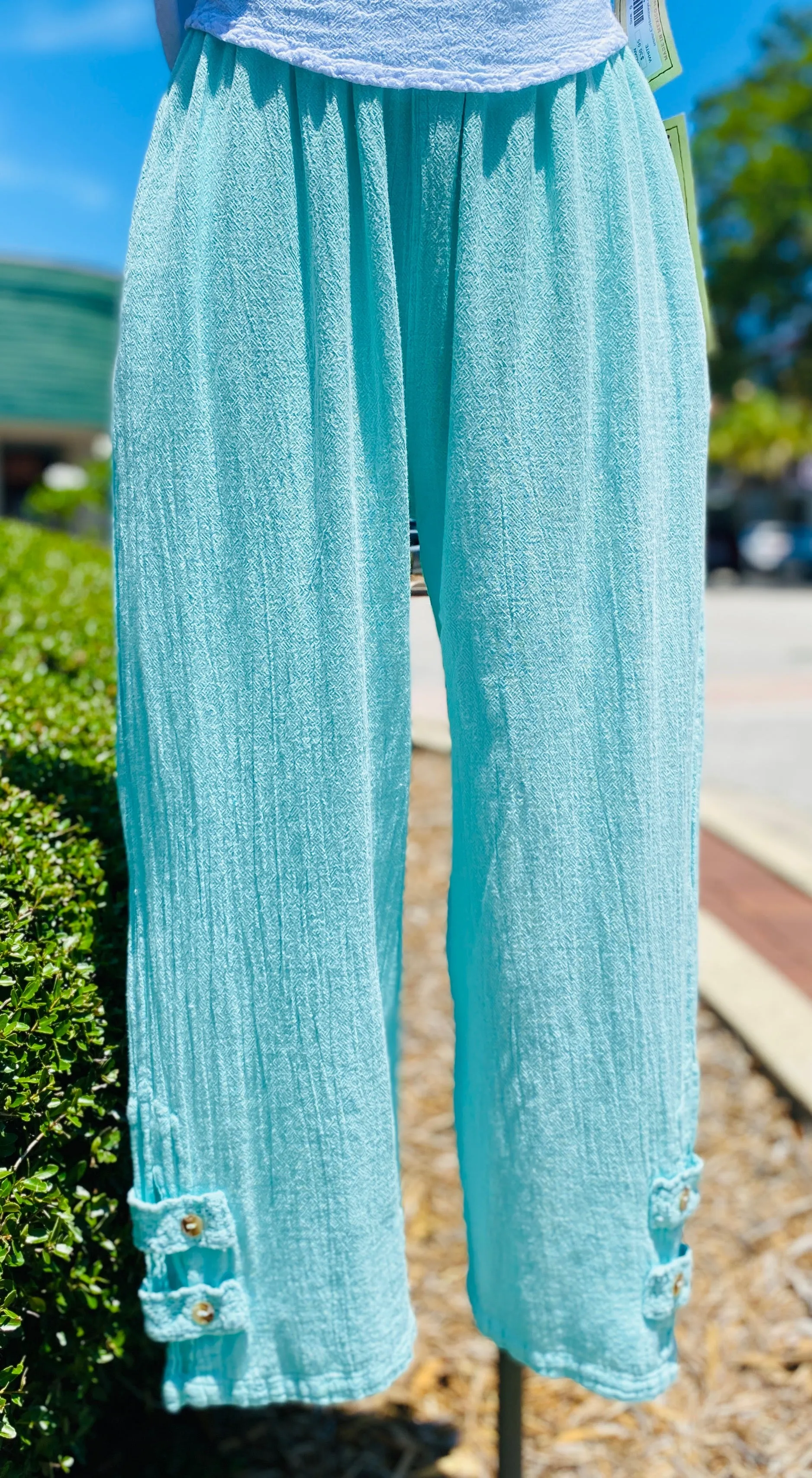 Serena Pant 100% Cotton Gauze Floods with POCKETS!,Women Wear