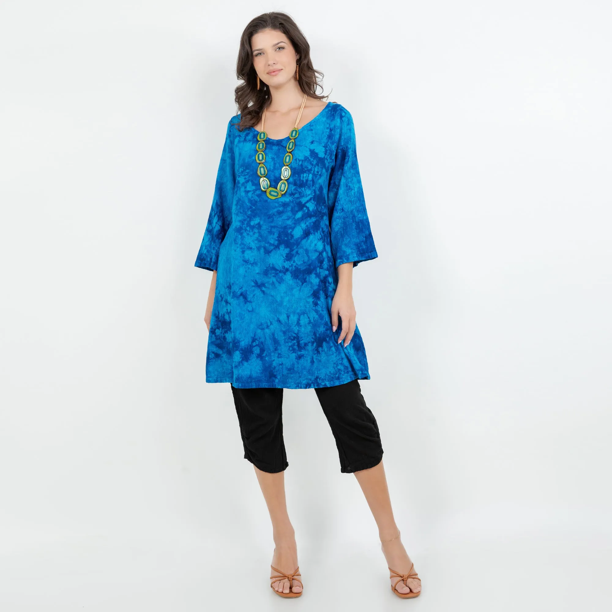 Sheila Flared Sleeve Tunic Long Top/Dress,Women Wear