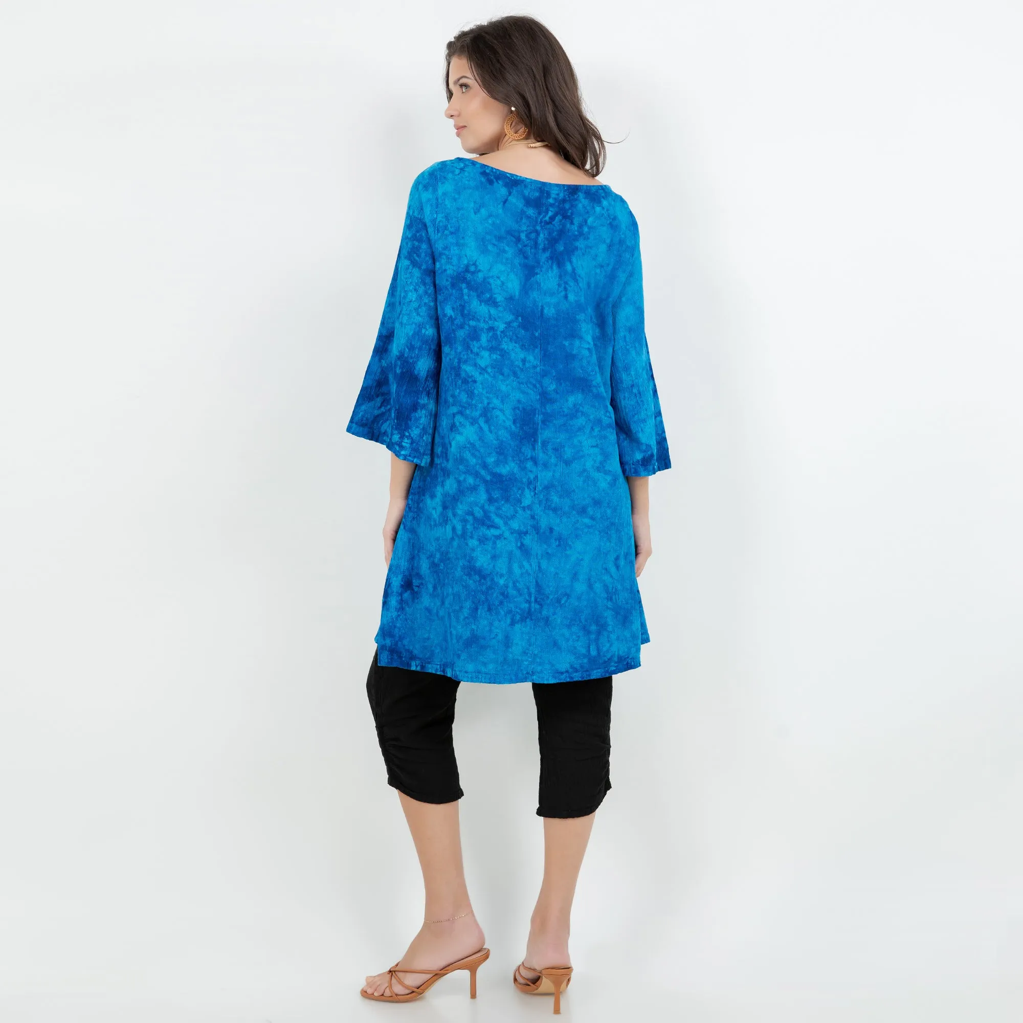 Sheila Flared Sleeve Tunic Long Top/Dress,Women Wear