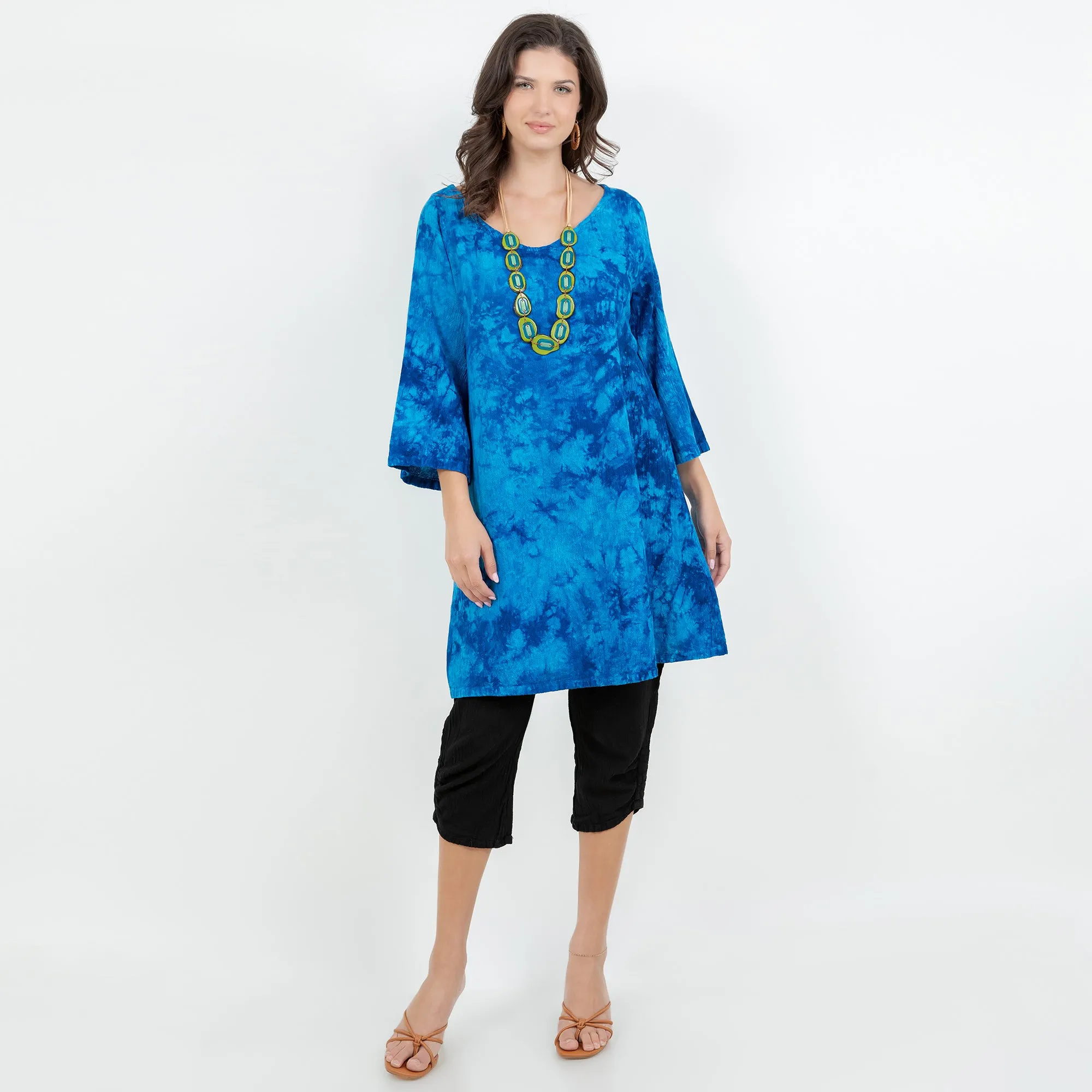 Sheila Flared Sleeve Tunic Long Top/Dress,Women Wear