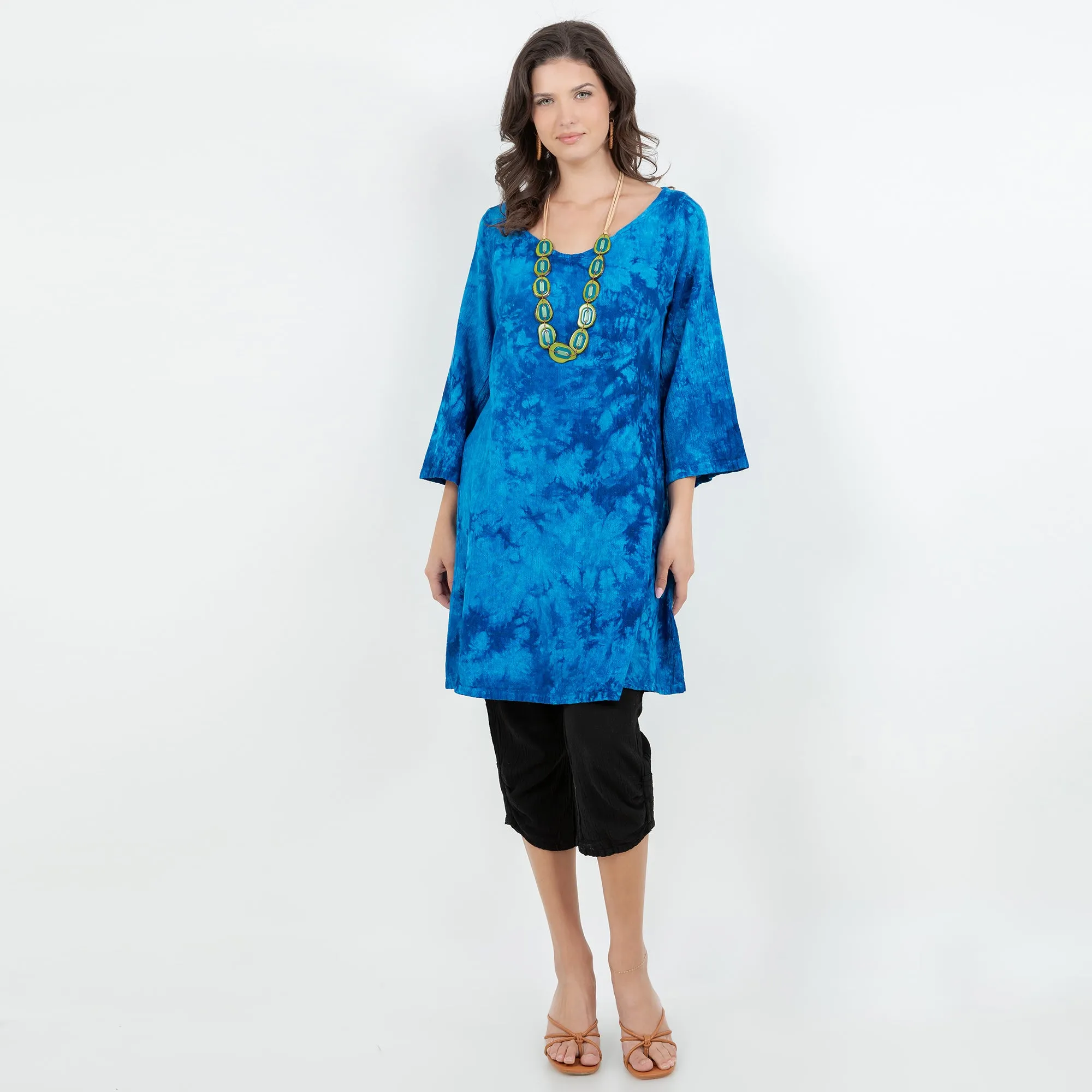 Sheila Flared Sleeve Tunic Long Top/Dress,Women Wear