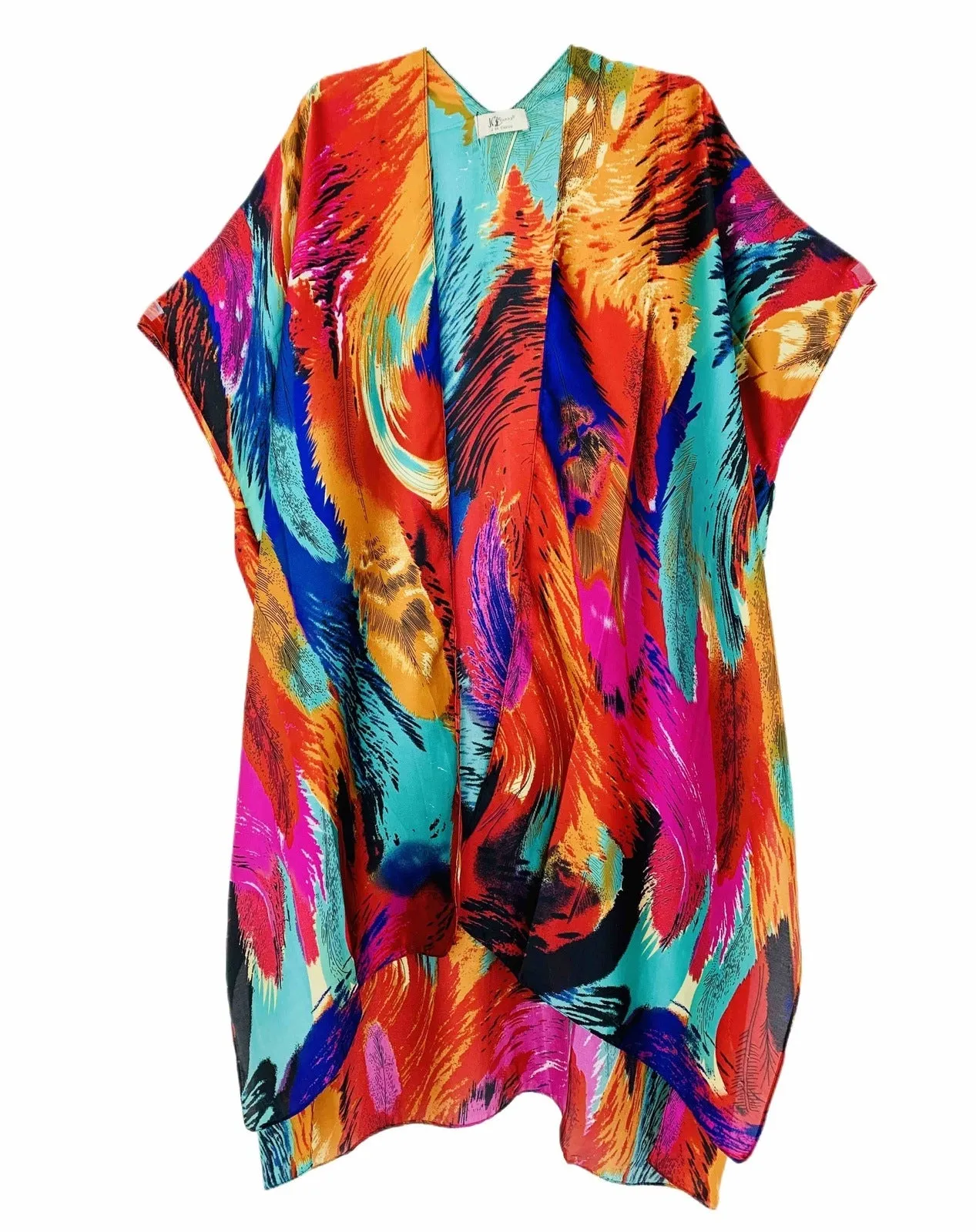 Silky Abstract Feather Kimono,Women Wear