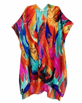Silky Abstract Feather Kimono,Women Wear