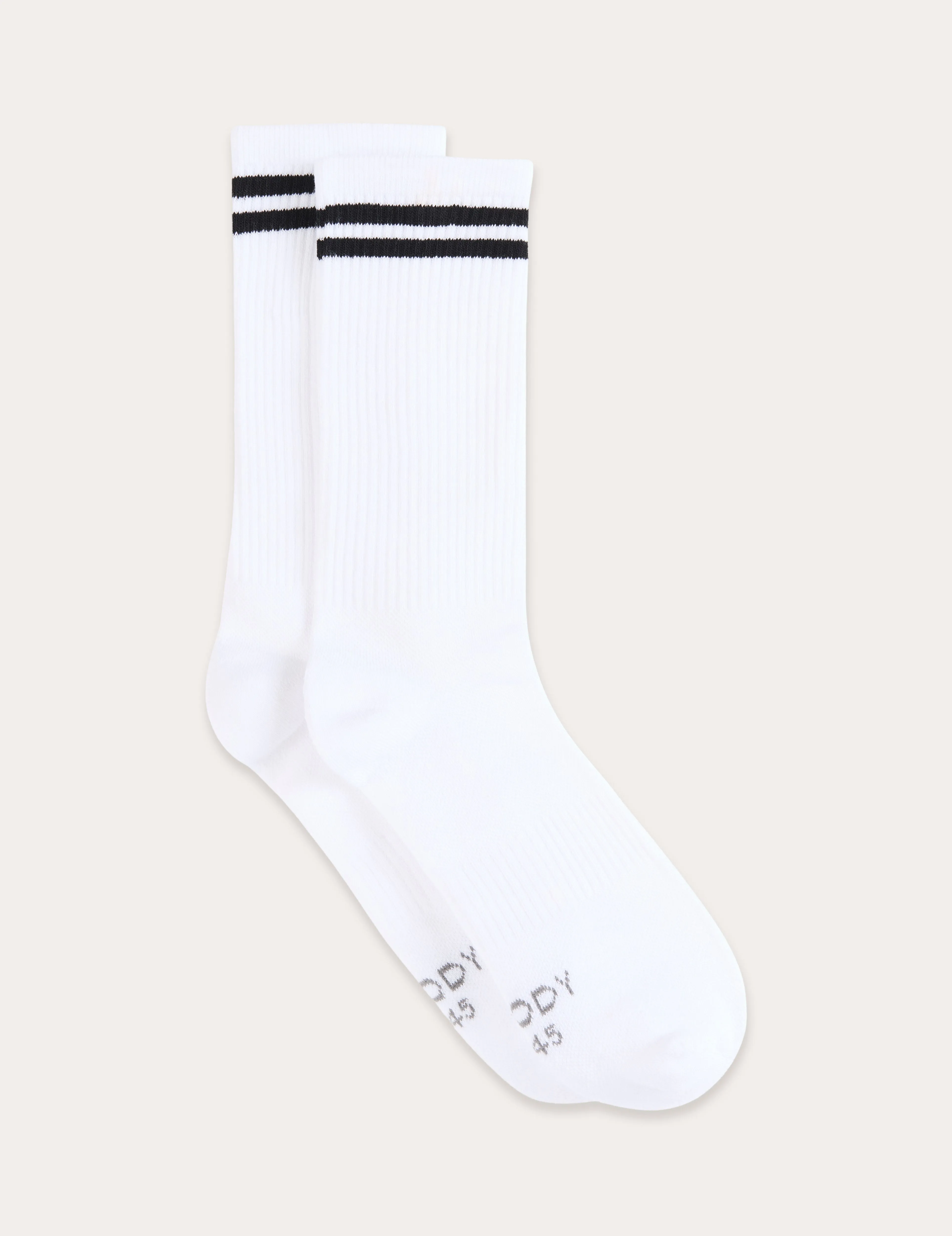 Striped Cushioned Crew Socks - White/Black,Women Socks