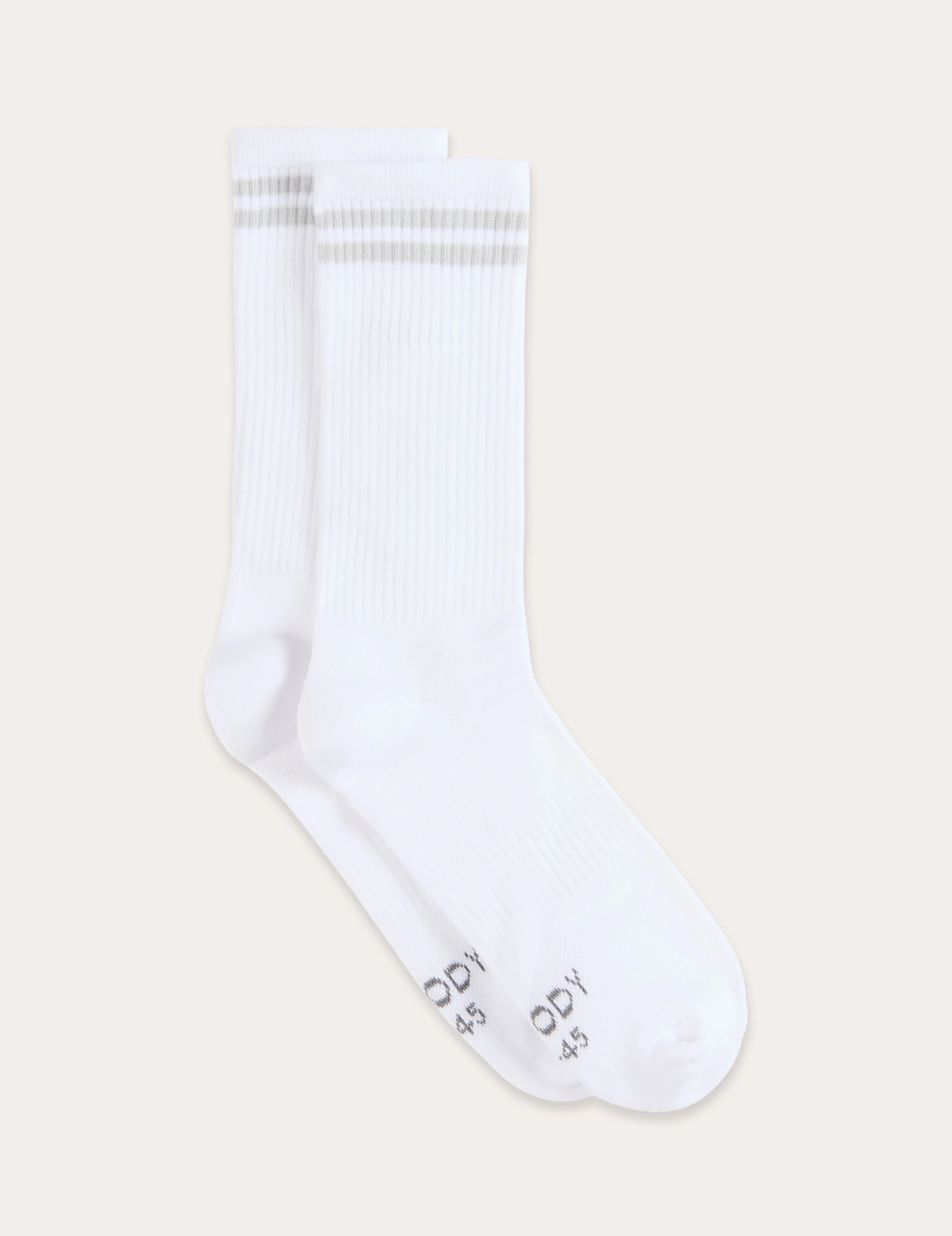 Striped Cushioned Crew Socks - White/Grey,Men Socks