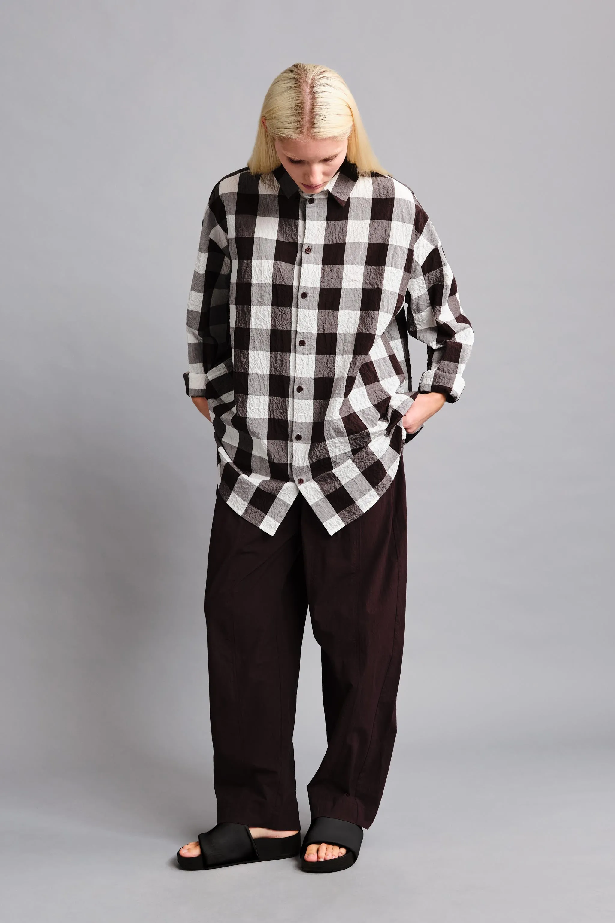 THE DRAUGHTSMAN SHIRT / TABLECLOTH GINGHAM COFFEE,Men Wear