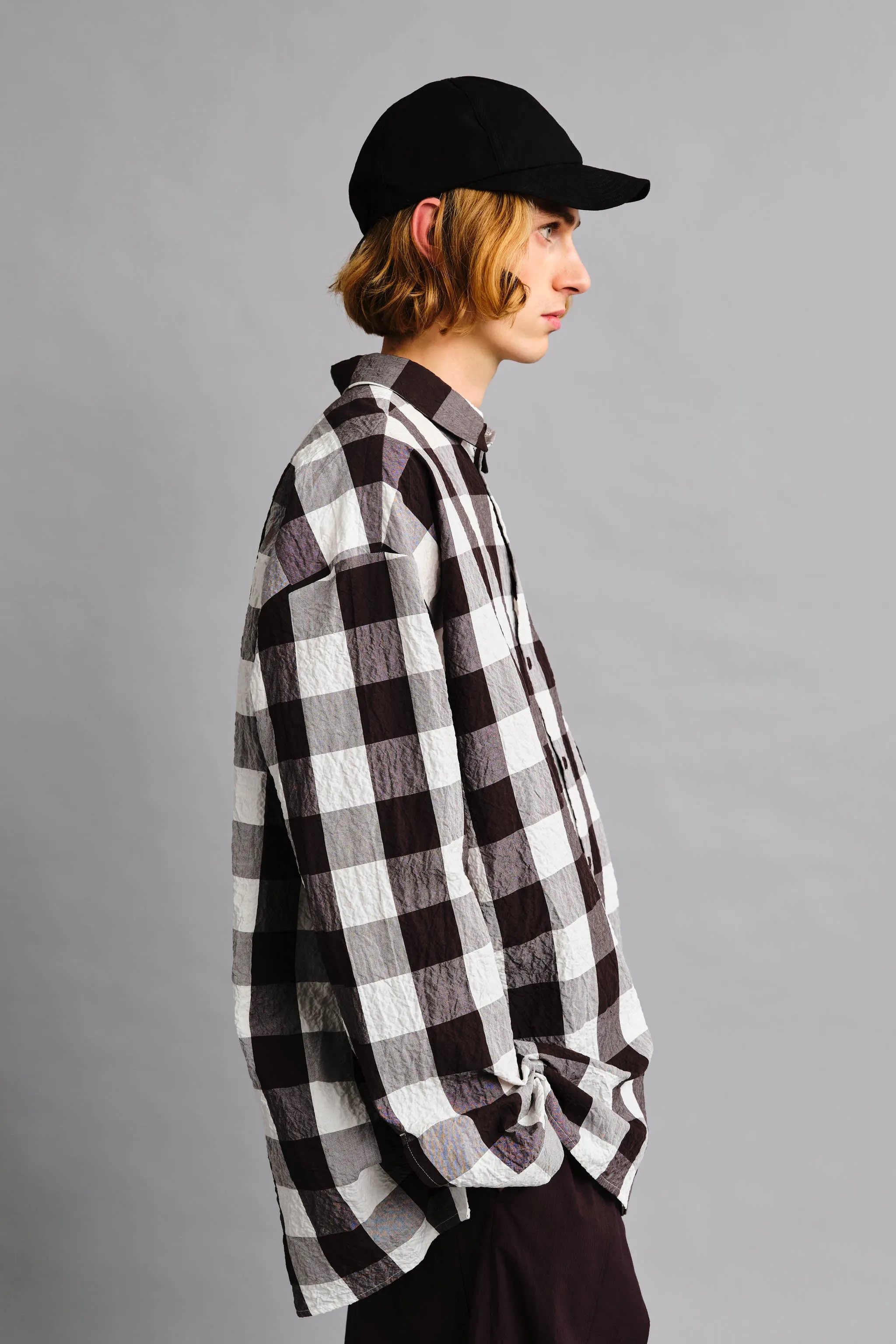 THE DRAUGHTSMAN SHIRT / TABLECLOTH GINGHAM COFFEE,Men Wear