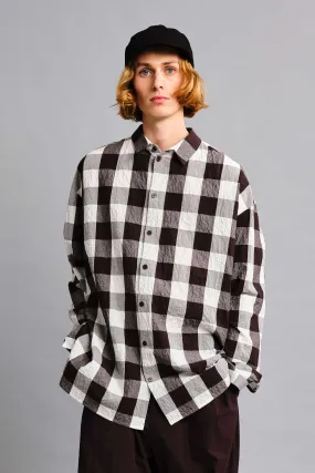 THE DRAUGHTSMAN SHIRT / TABLECLOTH GINGHAM COFFEE,Men Wear