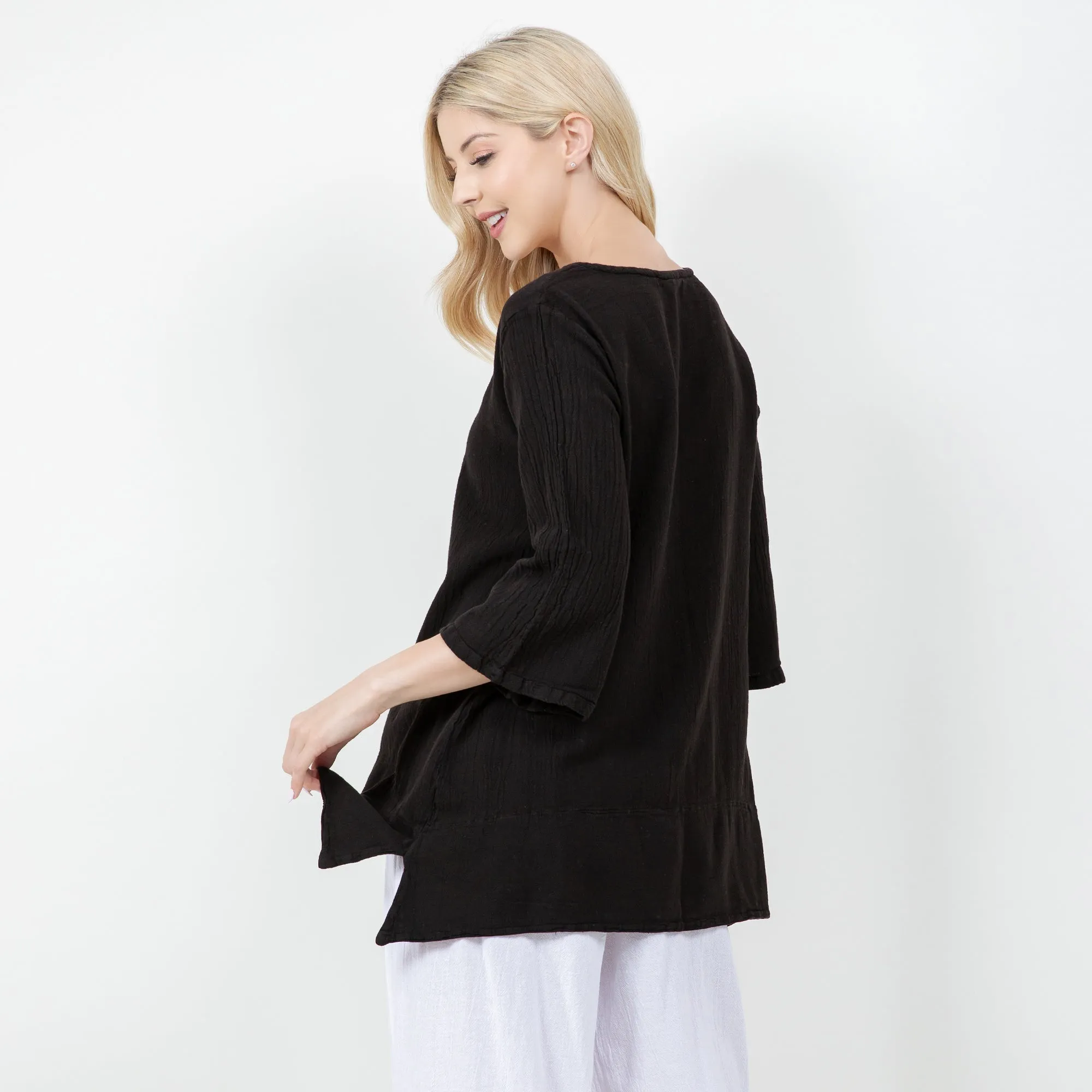 The Liz! New Drop Hemline Tunic Style Top in 100% Cotton Gauze,Women Wear