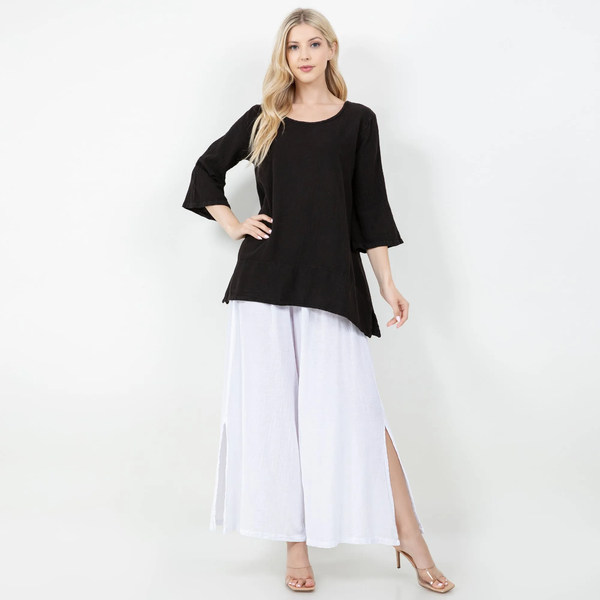 The Liz! New Drop Hemline Tunic Style Top in 100% Cotton Gauze,Women Wear