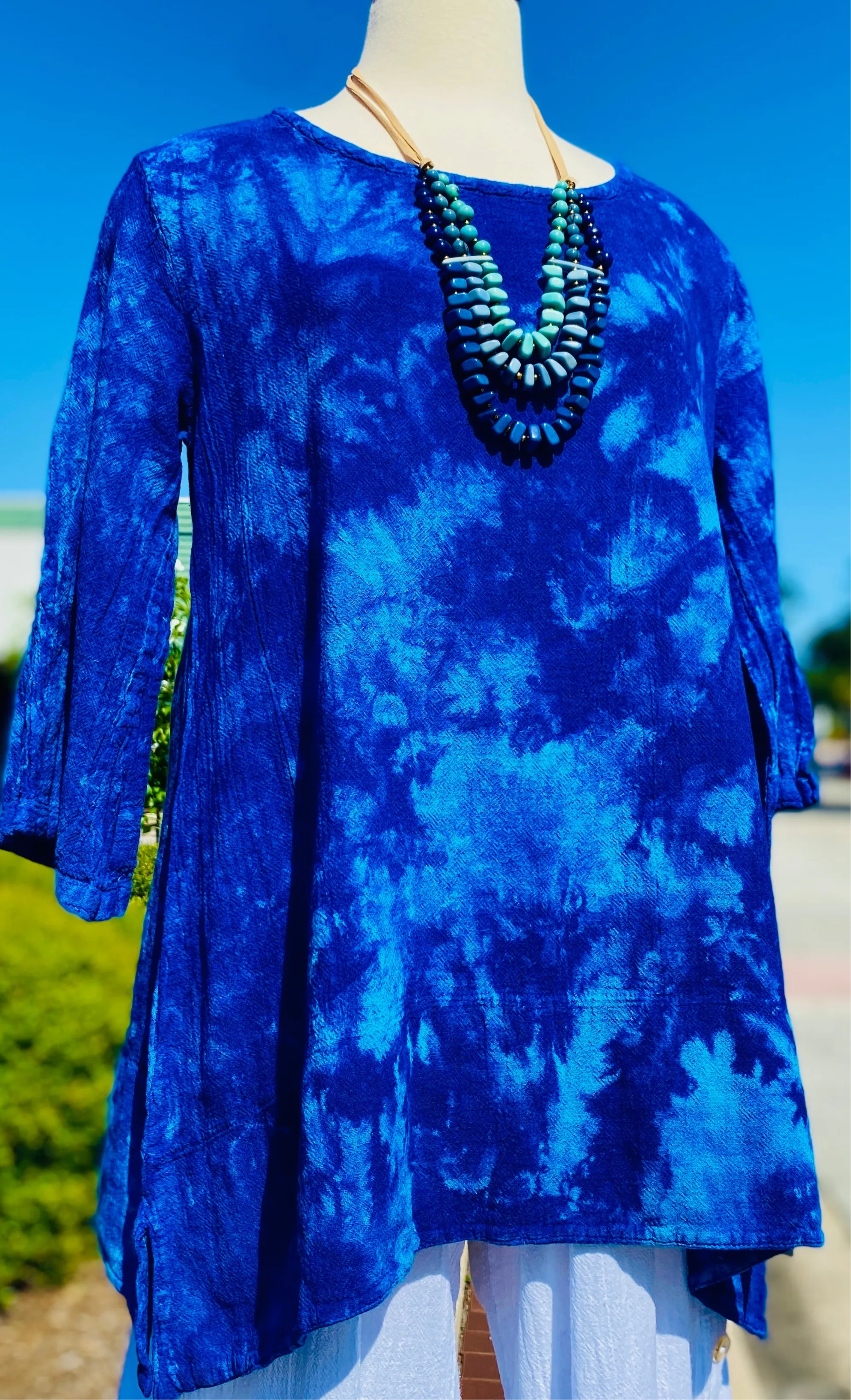 The Liz! New Drop Hemline Tunic Style Top in 100% Cotton Gauze,Women Wear