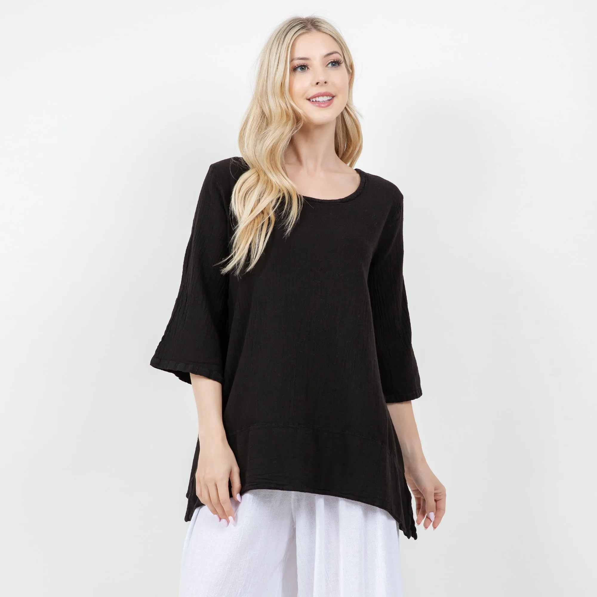 The Liz! New Drop Hemline Tunic Style Top in 100% Cotton Gauze,Women Wear