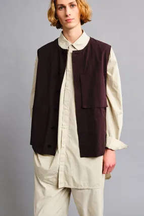 THE TINKER GILET / FINE RIPSTOP COTTON COFFEE,Men Wear