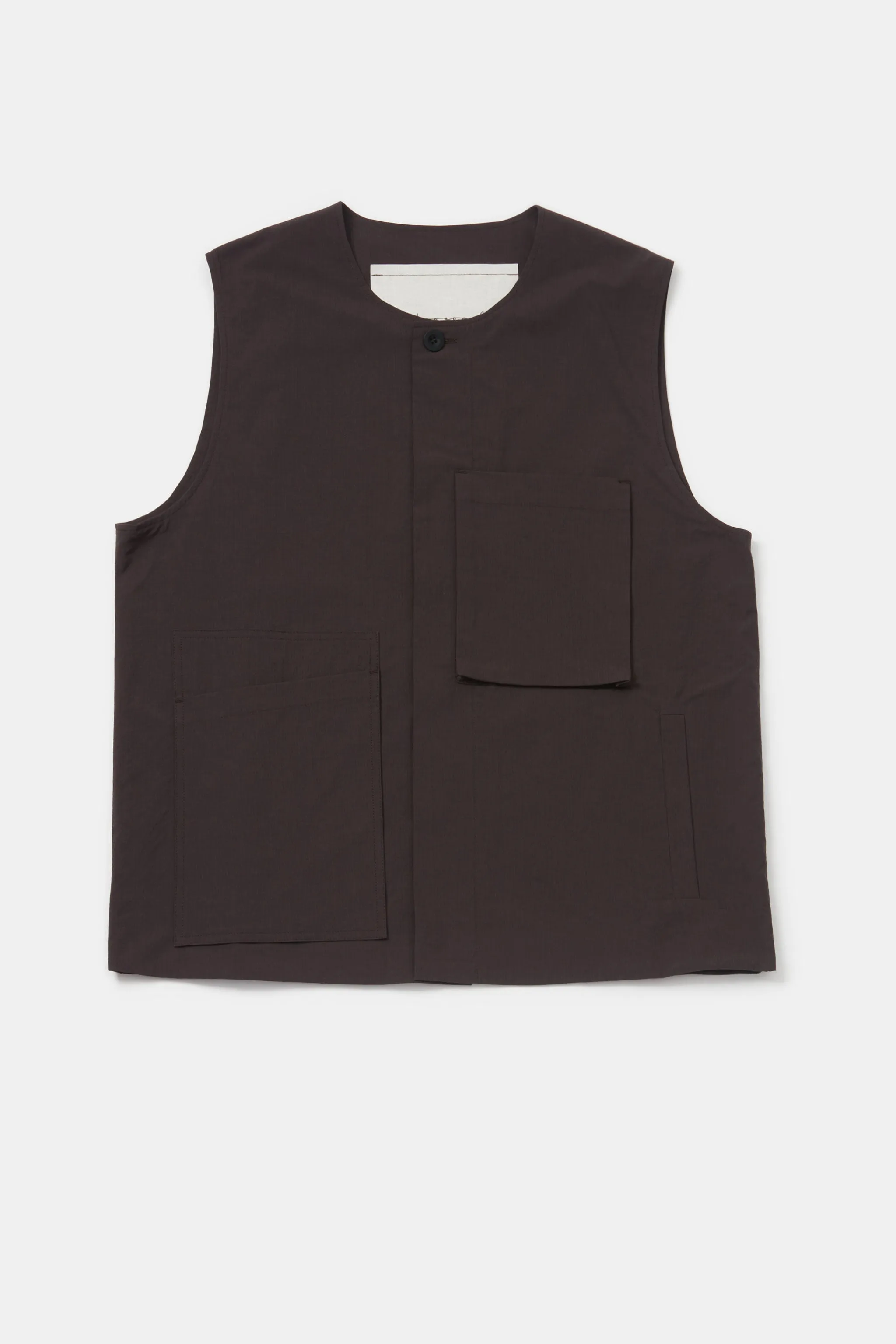 THE TINKER GILET / FINE RIPSTOP COTTON COFFEE,Men Wear