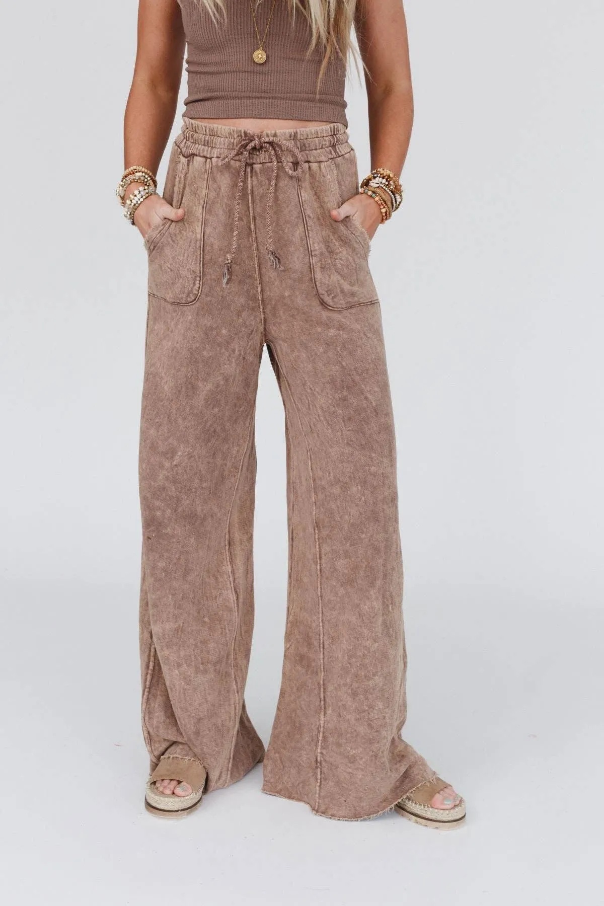Three Bird Nest Relaxing Robin Wide Leg Pant - New Mocha,Women Wear