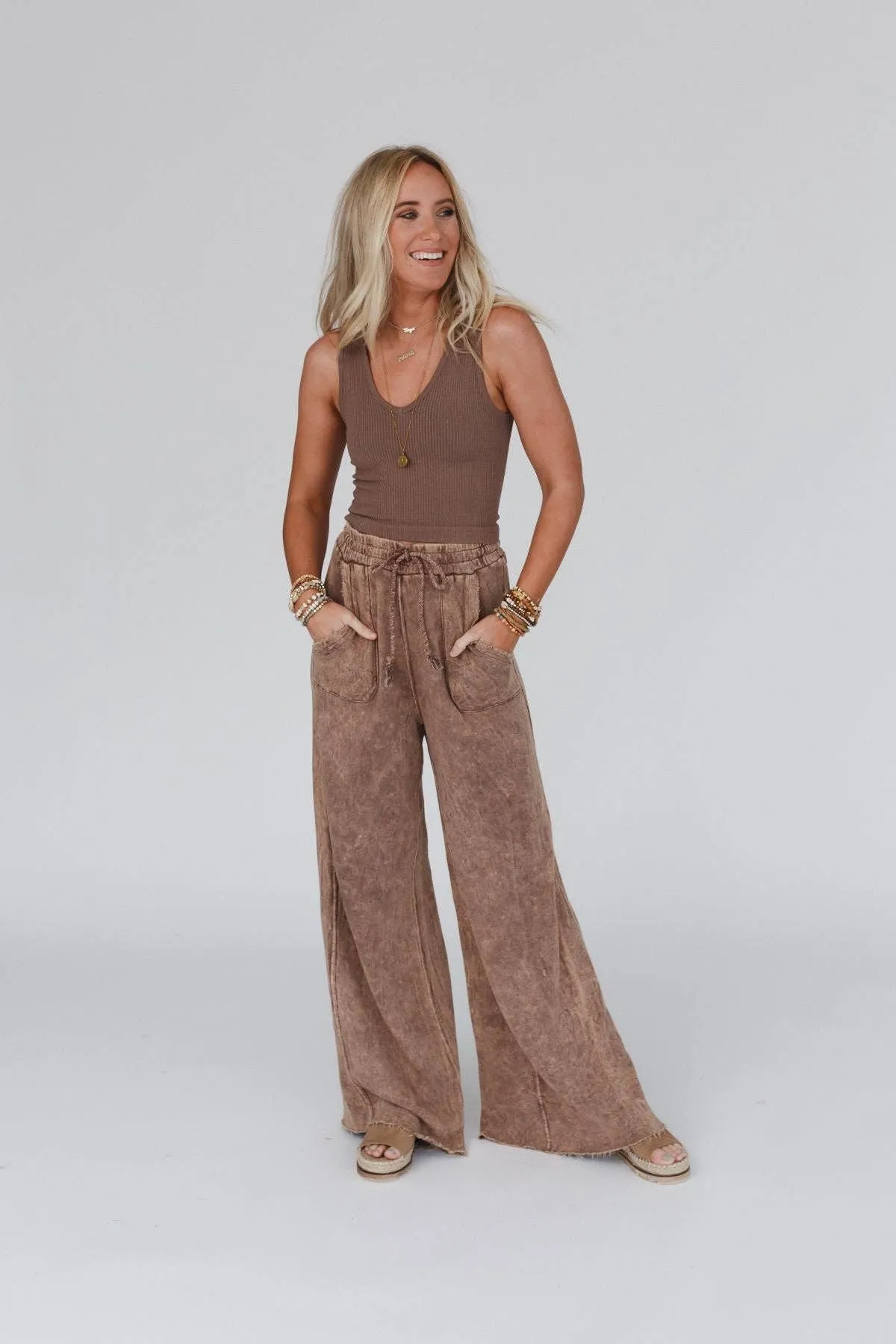 Three Bird Nest Relaxing Robin Wide Leg Pant - New Mocha,Women Wear