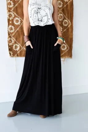 Three Bird Nest The Perfect Pocketed Maxi Skirt - Black,Women Wear