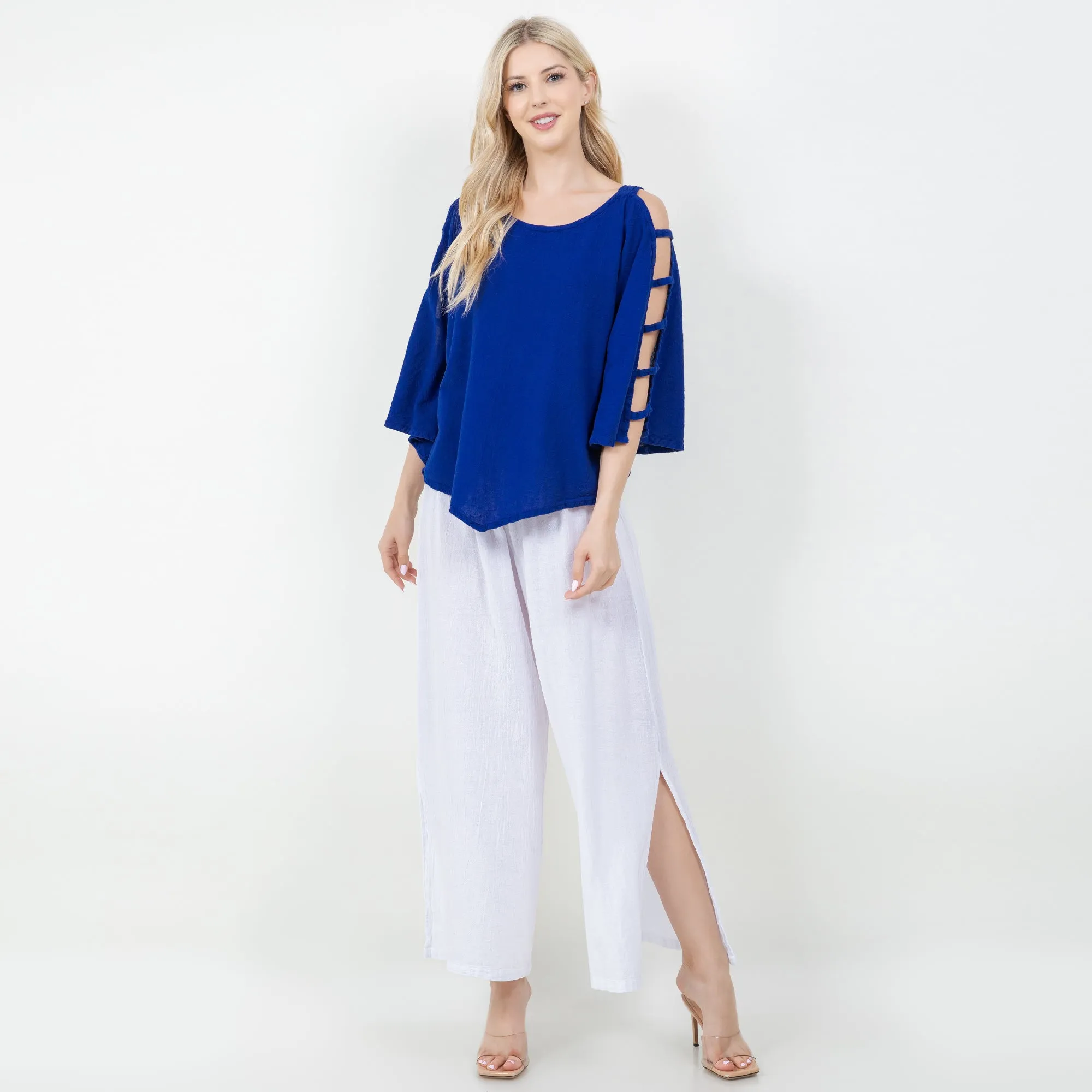 Viki Detailed Cut-Out 3/4 Sleeve Top,Women Wear