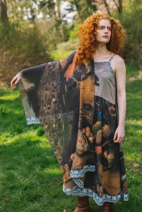 Wild Beauty Bohemian Bamboo Scarf with Peacock Print,Women Wear