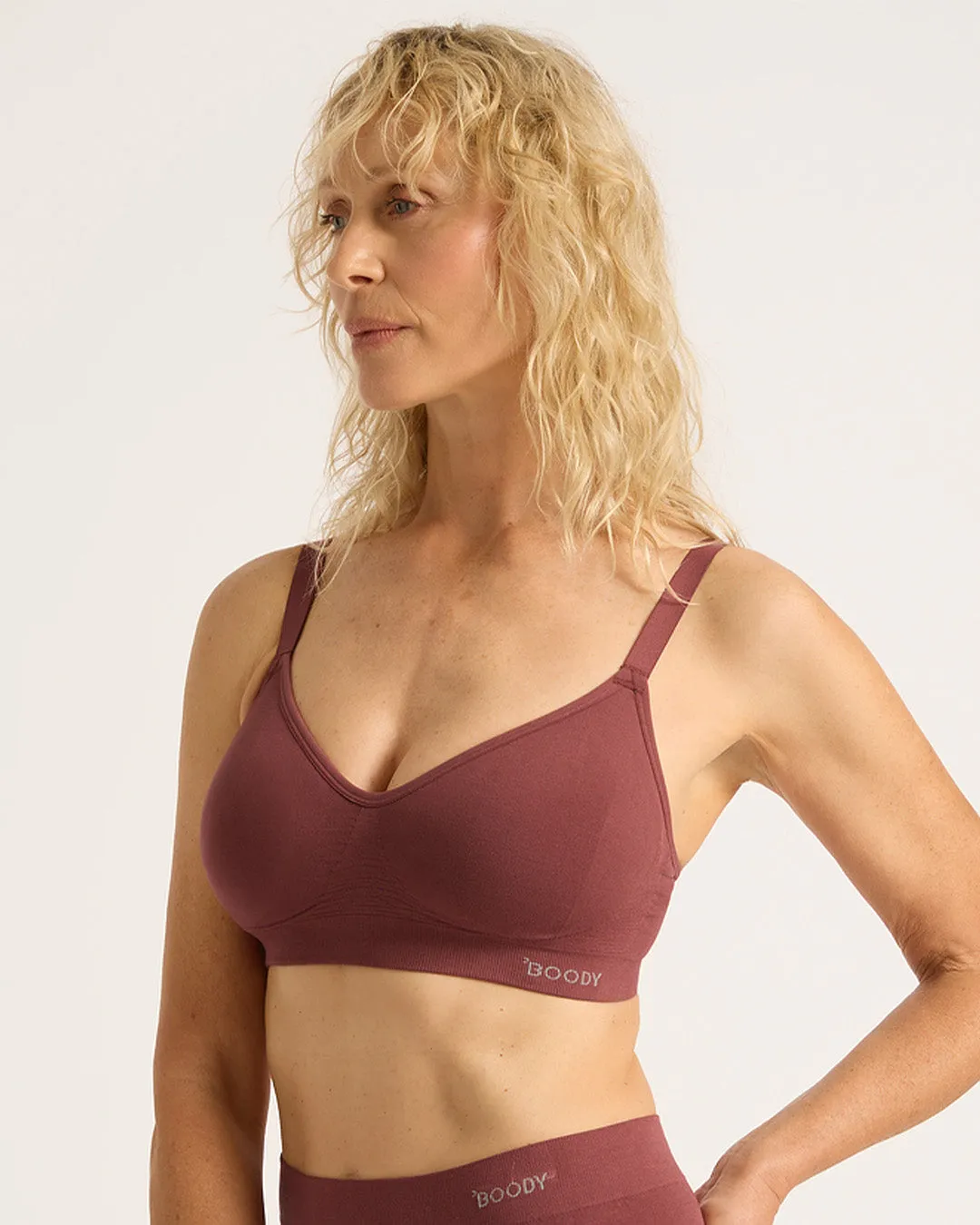 Wireless Full Bust T-Shirt Bra - Rosewood,Women Wear